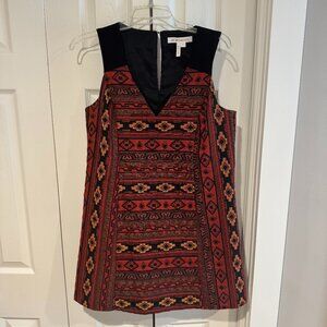 BCBGeneration Tribal Print Jacquard V Neck Mini Dress, Size 6